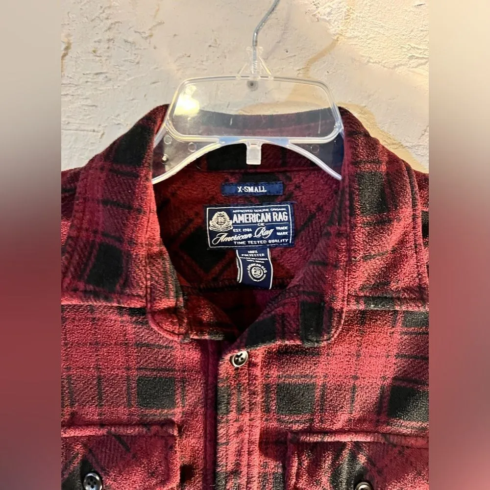 American Rag cozy red and black plaid shirt size NWOT, super fun shirt, XS - Image 5