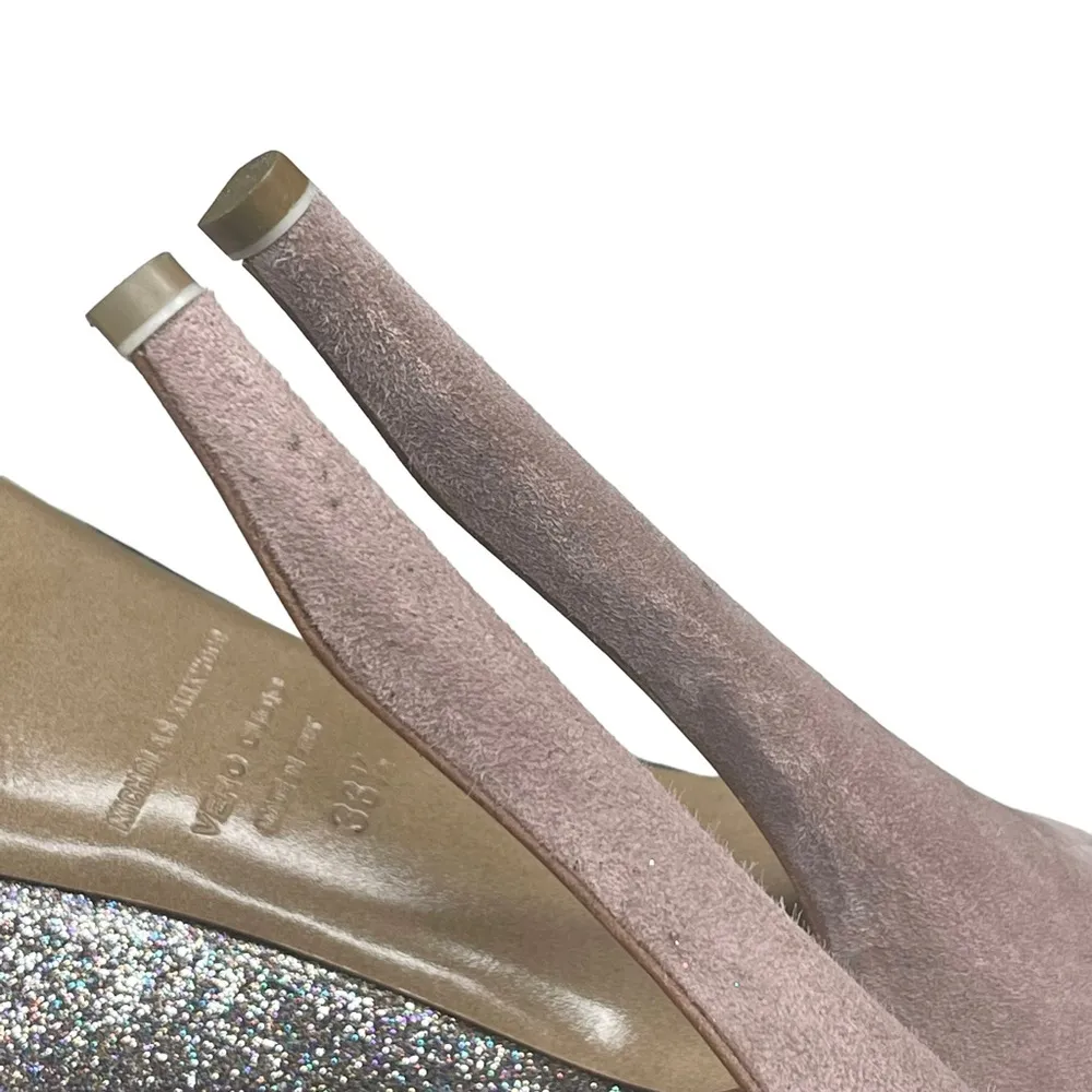 new Nicholas Kirkwood 𖤐 Peep Toe Platform Stilettos Sandal Heels 𖤐 Pink Suede Size 7.5 - Image 11