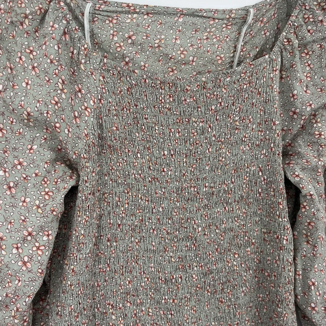 Liberty Love Milkmaid Womens Top Sz Xl Sage Cottagecore Boho Prairie Smocking - Image 6