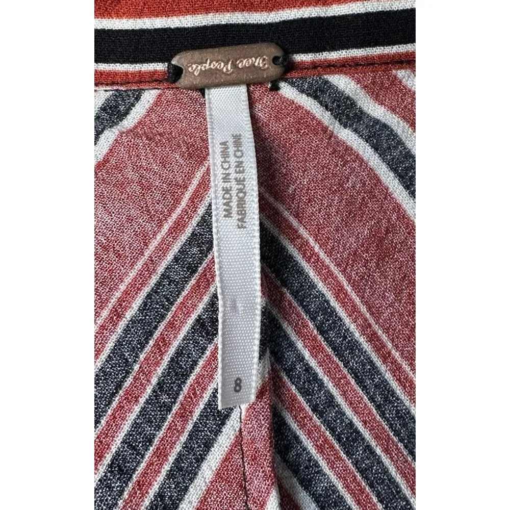 Free People Mix It Up Printed Patchwork Stripe Floral Mini Dress Hippie Boho 8 - Image 11