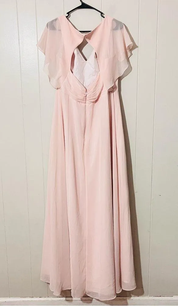 Azazie Bridesmaid Formal Dress Rylee Blushing Pink Chiffon Size 14A - Image 8