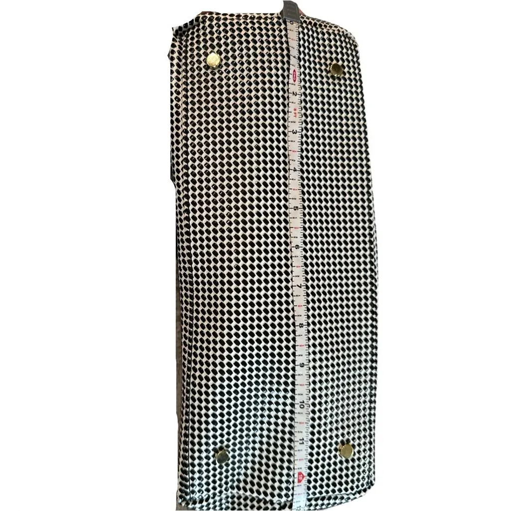 Gianni Bini Black & White Geometric Dot Structured Satchel with Gold Hardware - Image 12