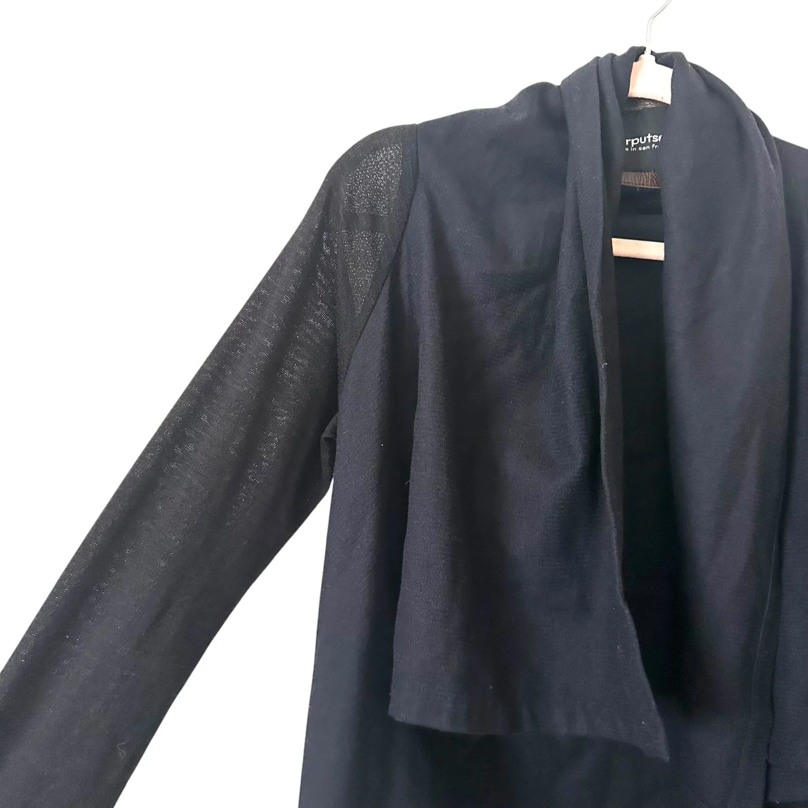 HARPUTS OWN Wool Draped Cardigan Navy‎ Small Blue - Image 4