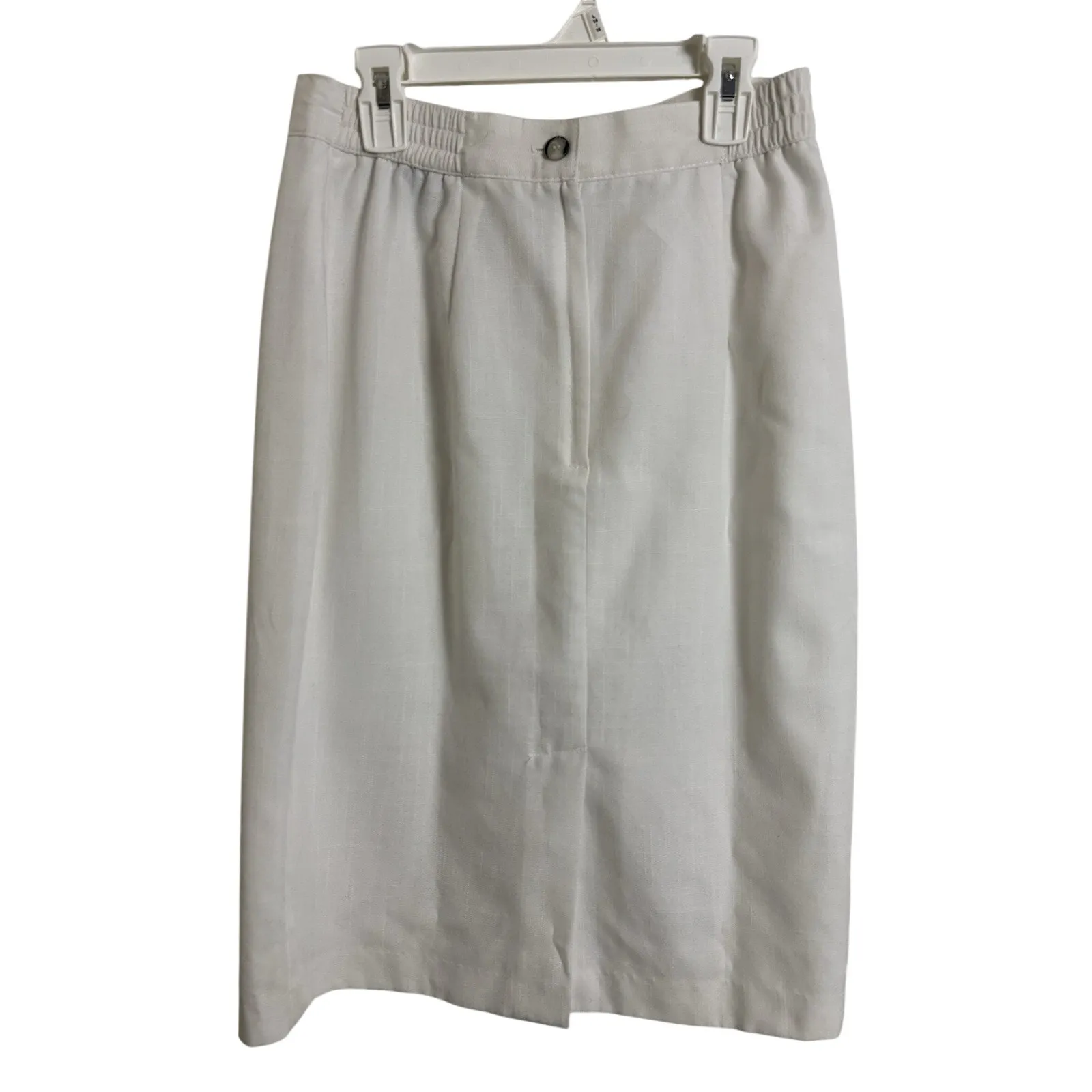 Vtg 90s Sag Harbor Petite White Midi Length Skirt Size SP Cottage Modest Minimal - Image 2