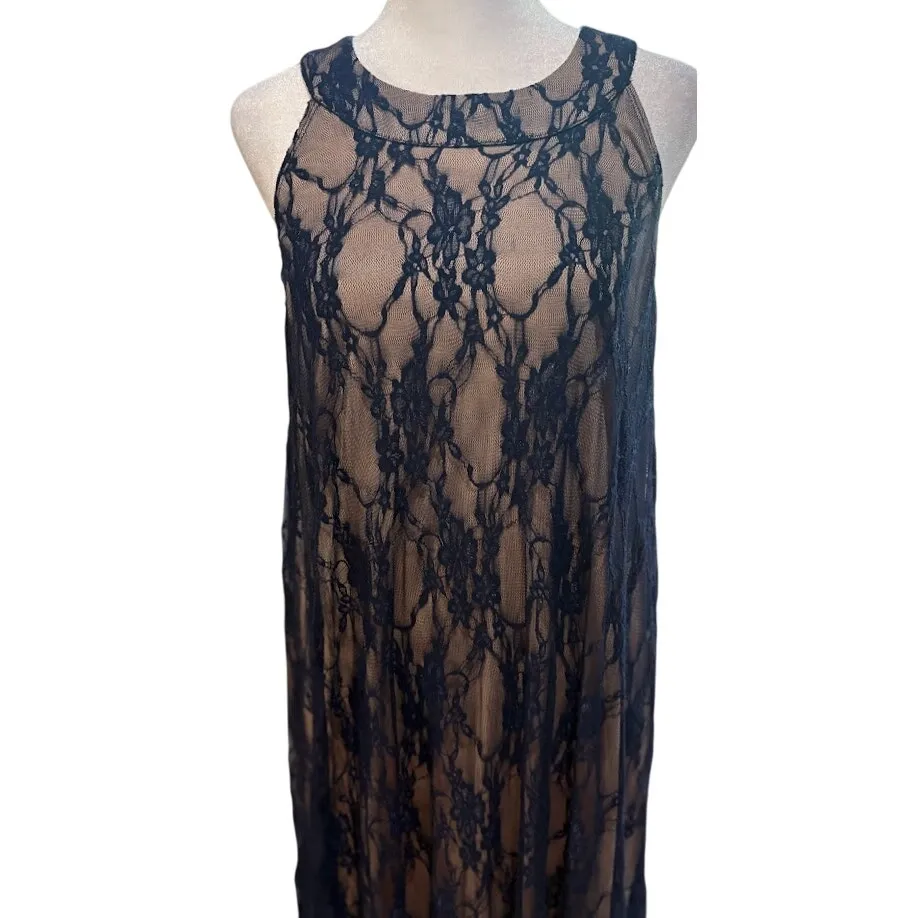 Love Squared Navy/Nude Lace Hi Lo Halter Neck Cocktail Dress Size 1X NWT - Image 2