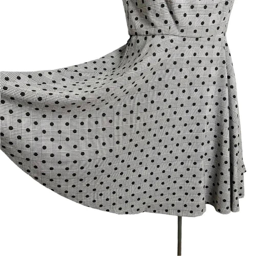 Gray Glen Plaid Polka Dot Houndstooth Fit & Flare Sleeveless Dress - Image 2