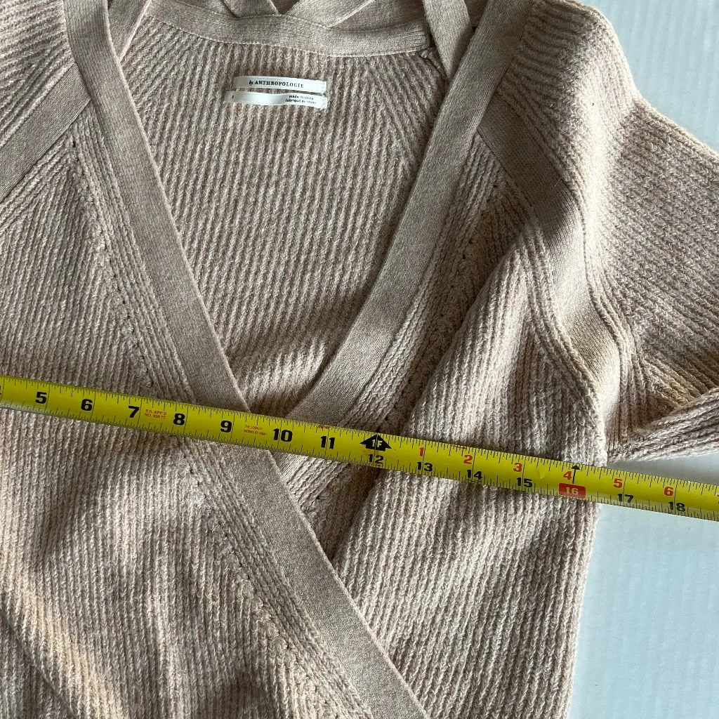 Anthropologie Sz S Blush Pink Wrap Front Long Sleeve Surplice Sweater V Neck - Image 7