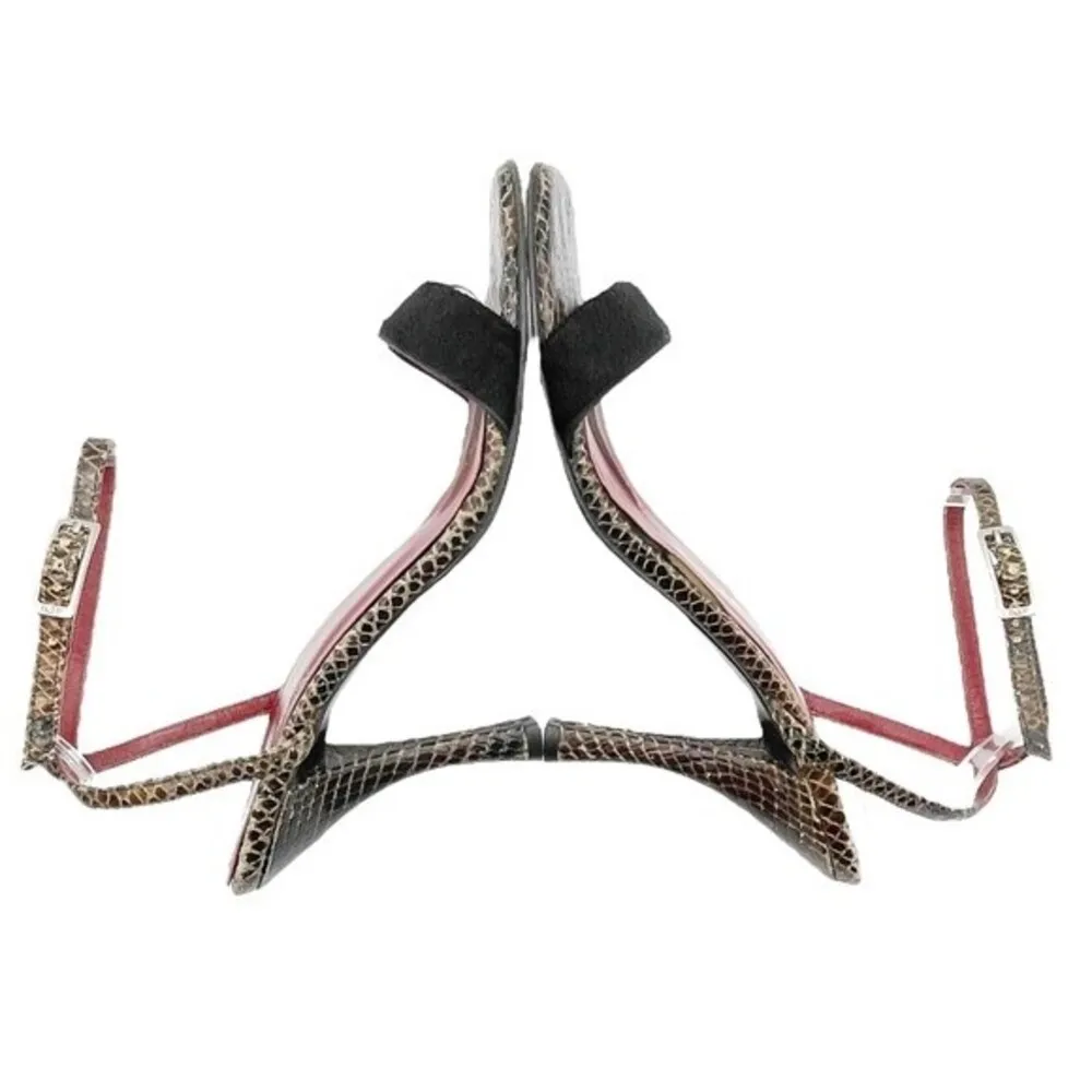 Vintage Donald J Pliner Couture Snakeskin Ankle Wrap Strappy Sandals Size 8.5 Black - Image 9