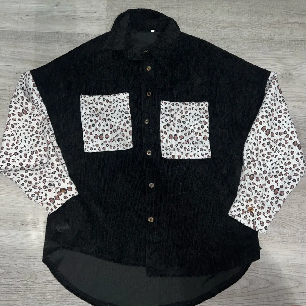 Black Leopard Corduroy Shacket - Image 2