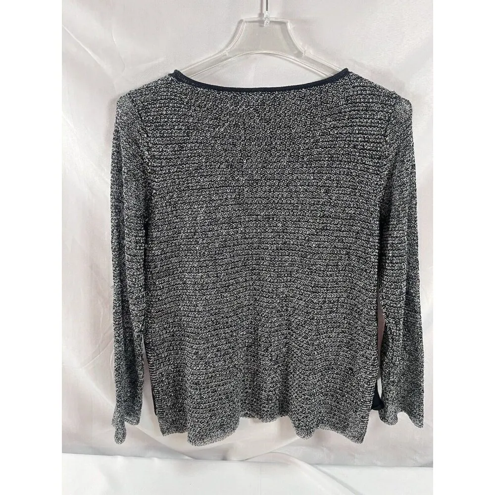 Eileen Fisher Womens Black Organic Linen Blend Tunic Sweater Top M - Image 3