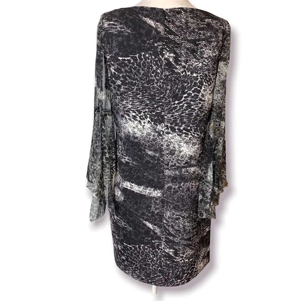 Elie Tahari Esmarella Animal-print Mini Dress In Black sz 6 - Image 5