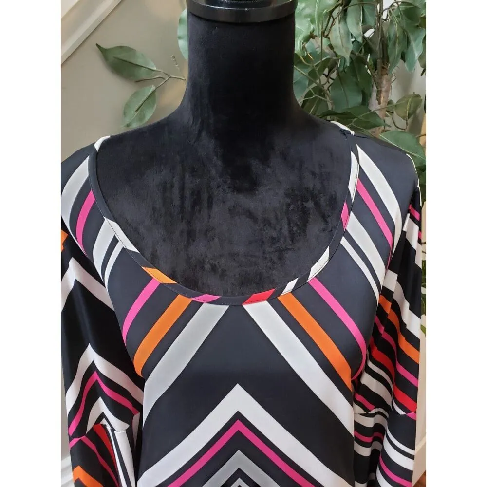 Tacera Women's Multicolor Polyester Scoop Neck Long Sleeve Knee Length Dress 1X - Image 6