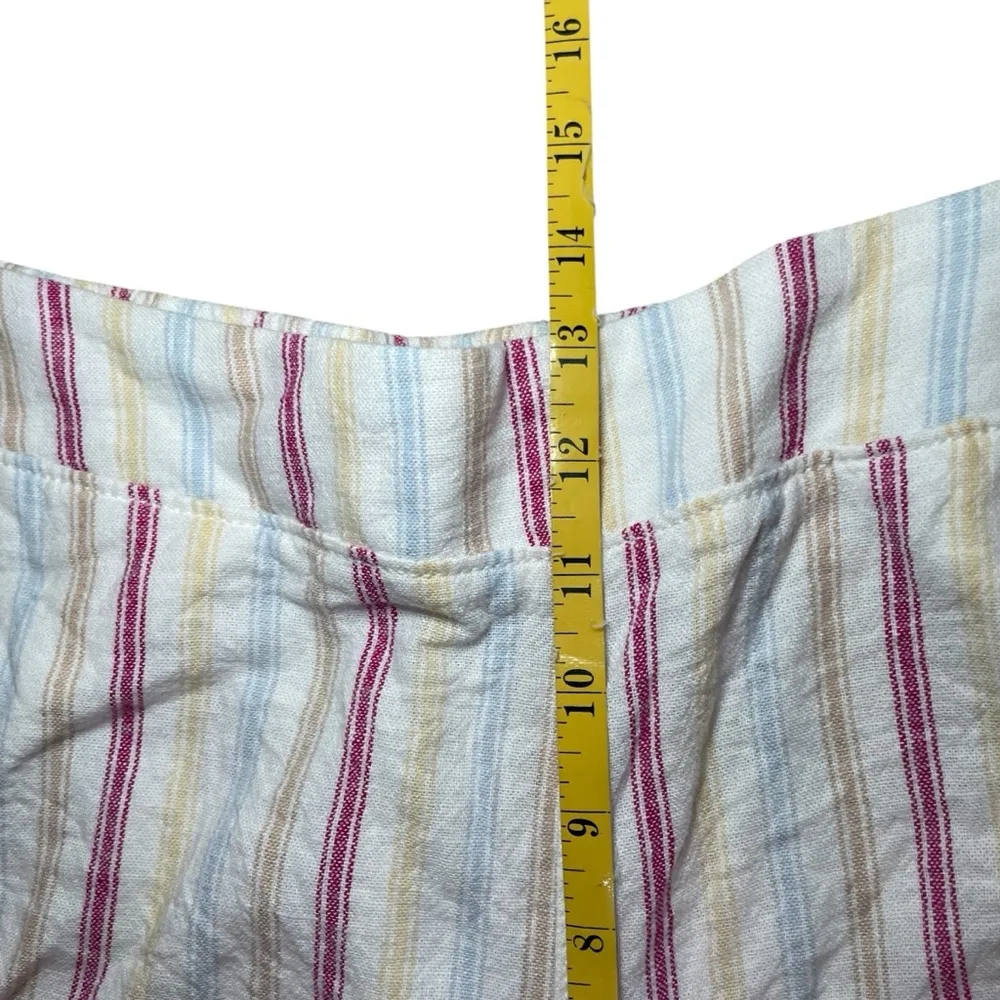 Gap‎ Linen Blend Shorts Womens XL Striped Yellow Pink Blue High Rise Beach Boho - Image 4
