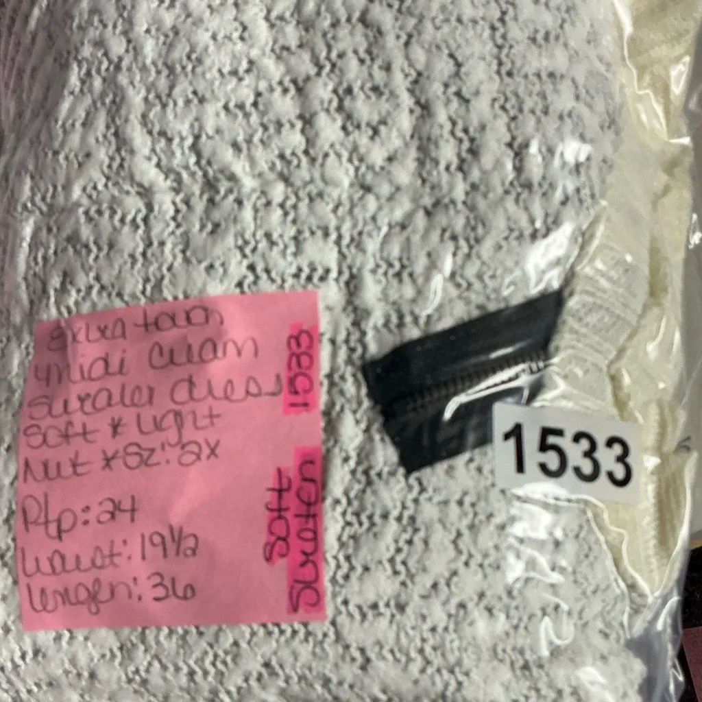 Extra Touch Cream Dress with Black Details White Size 2X - Image 5