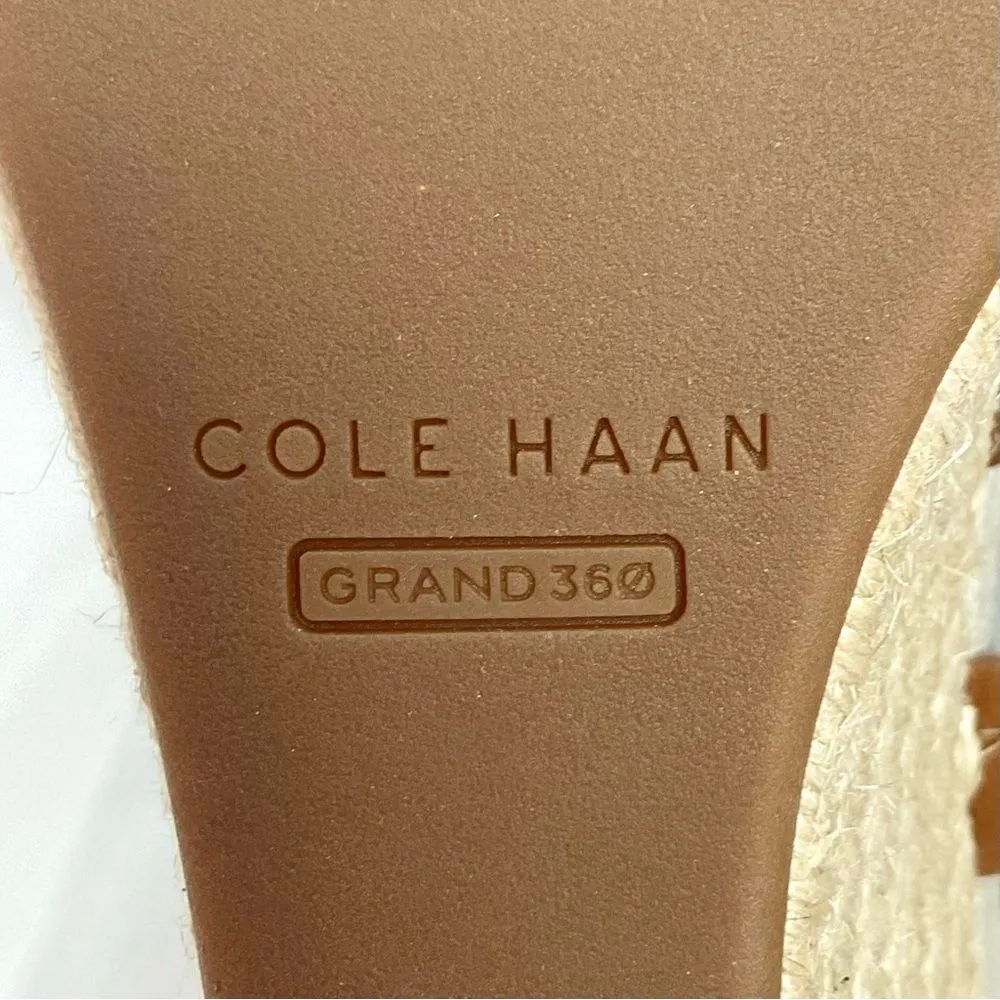 Cole Haan Brown Wedge Sandals Leather Espadrille Crystal NEW Sz 10 Buckle - Image 8