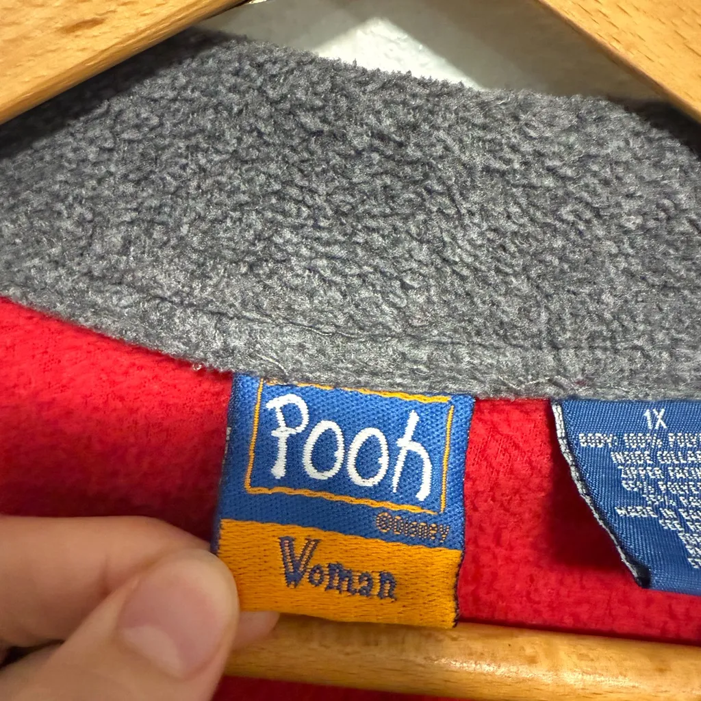 Pooh by Disney Eeyore Women’s Red Quarter Zip Fleece Sweatshirt Size 1X - Image 5