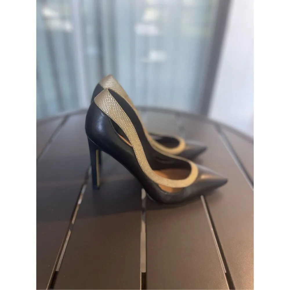 NWOB Ava&Aiden Black/ Gold Leather Pumps/ Stilletos Size 8.5 Black - Image 11