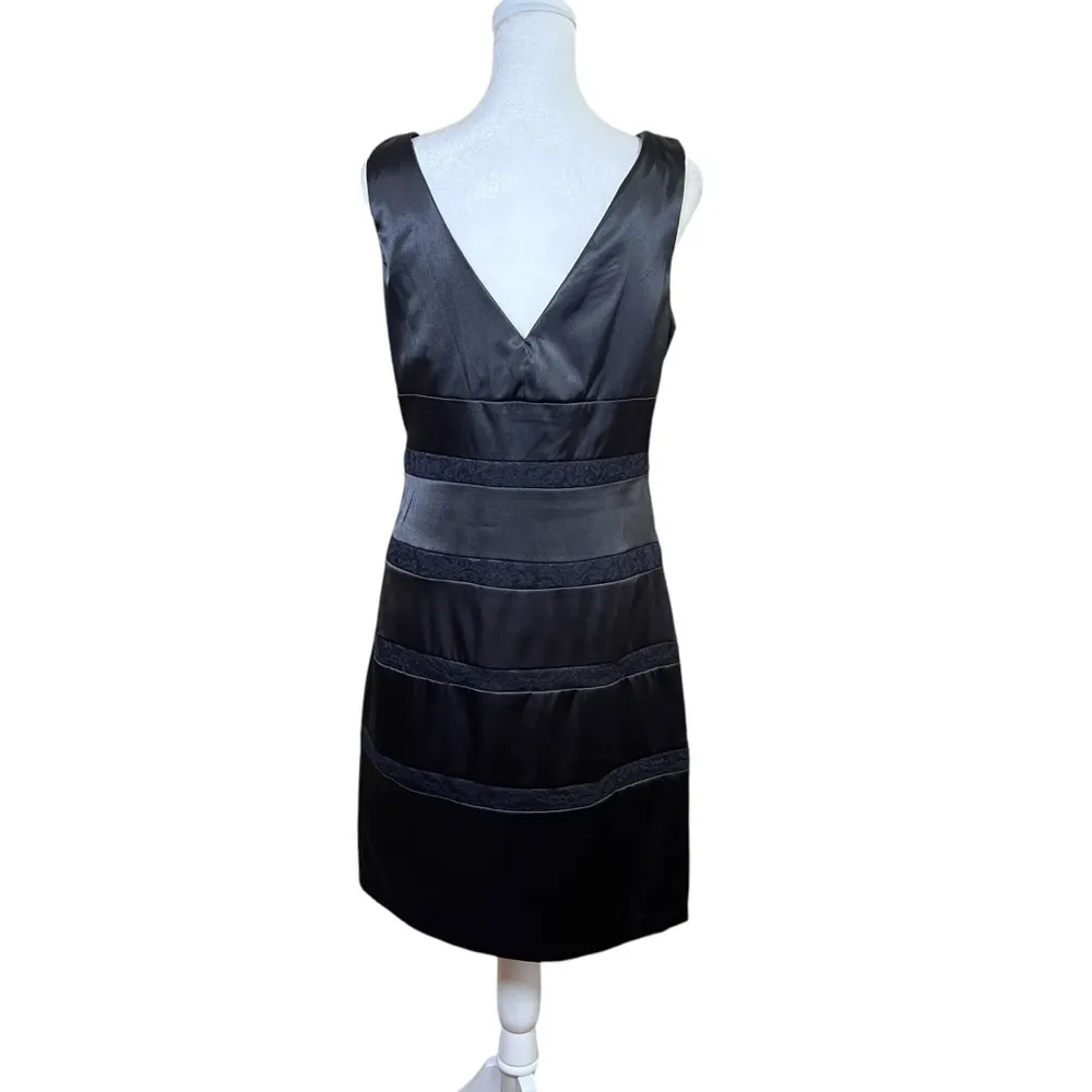 Bisou Bisou Black Satin Lace Black Cocktail Dress Michele Bohbot Sexy Sz 10 NEW - Image 2