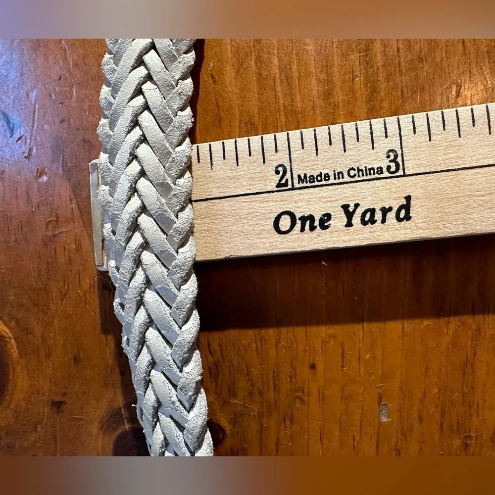 Vintage Genuine Leather braided belt White - Image 11