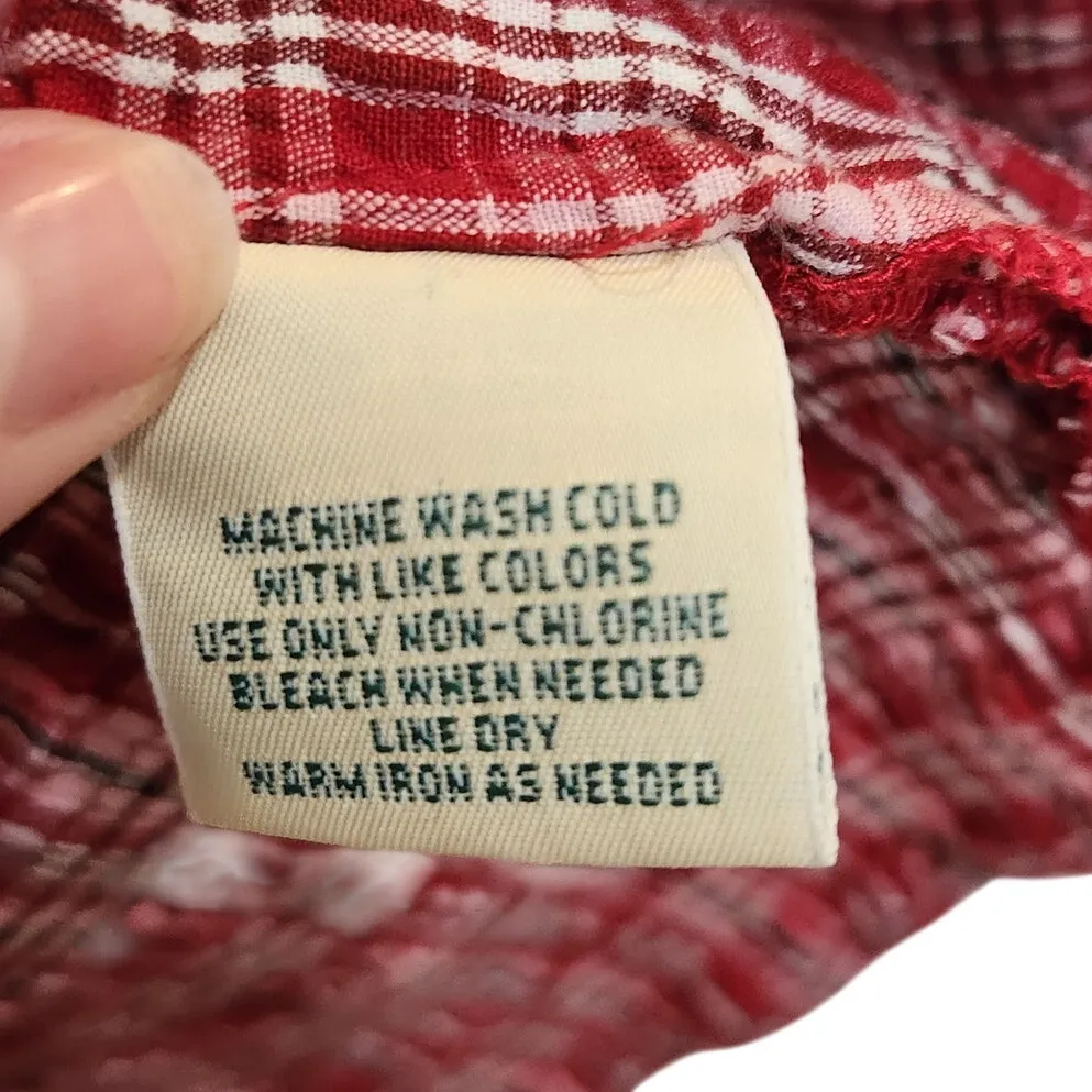 Vintage St. John's Bat Red Plaid Crinkle Sleeveless Pullover Polo Tank Top XL - Image 7