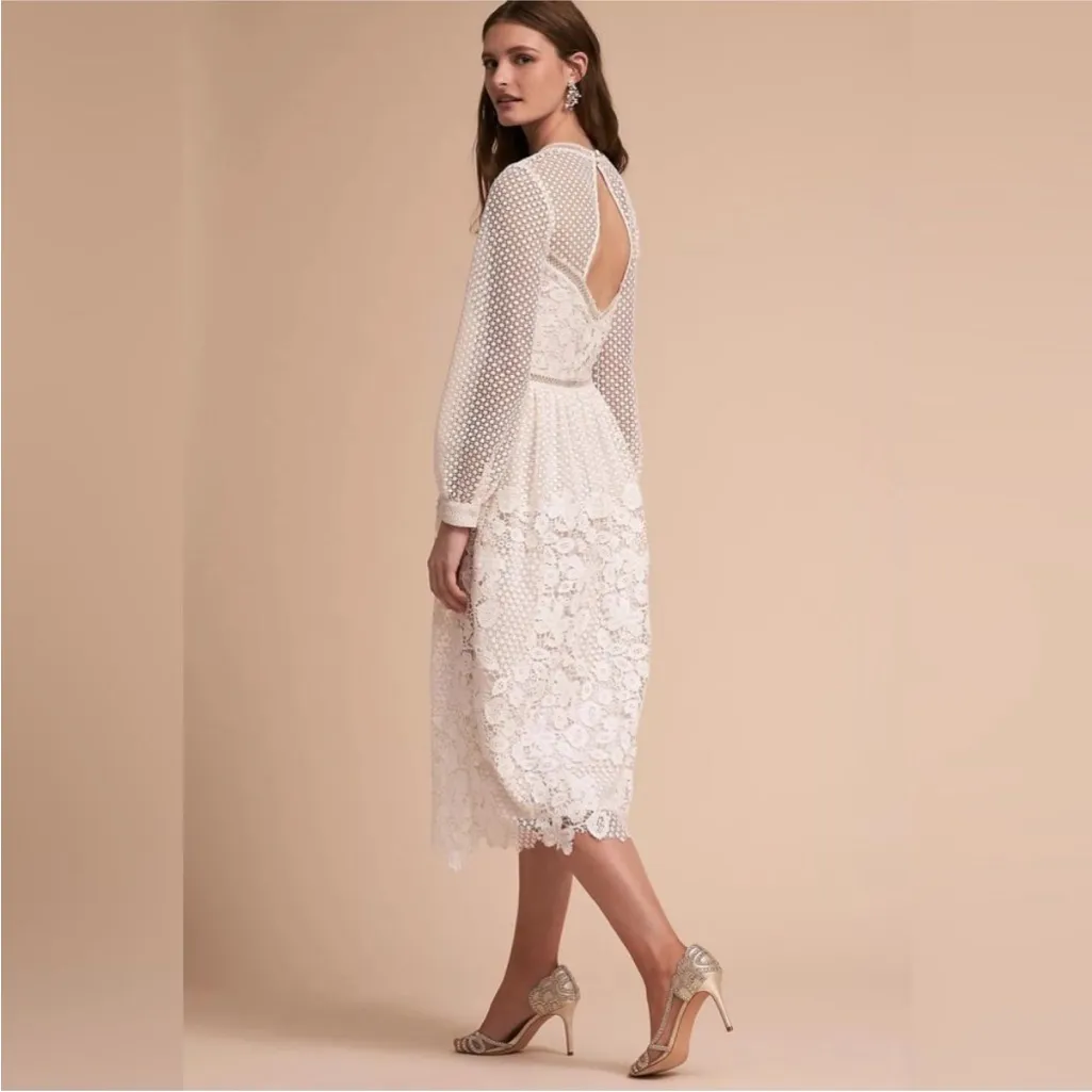 NEW BHLDN Edina Guipire Lace Tea Length Midi Dress Wedding Bridal Anthropologie - Image 3