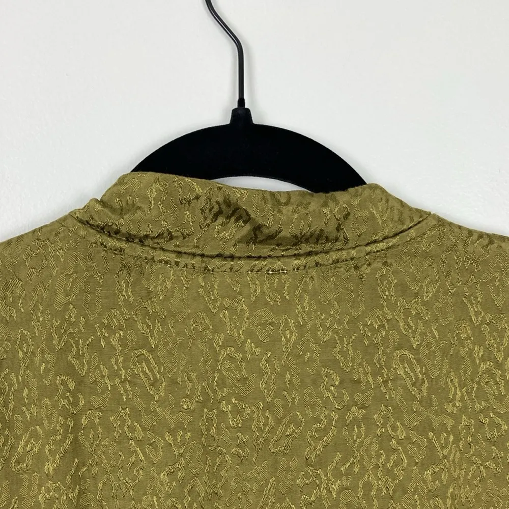 Anthropologie Silky Bomber Jacket Olive Green Cheetah Women’s Size Small - Image 8