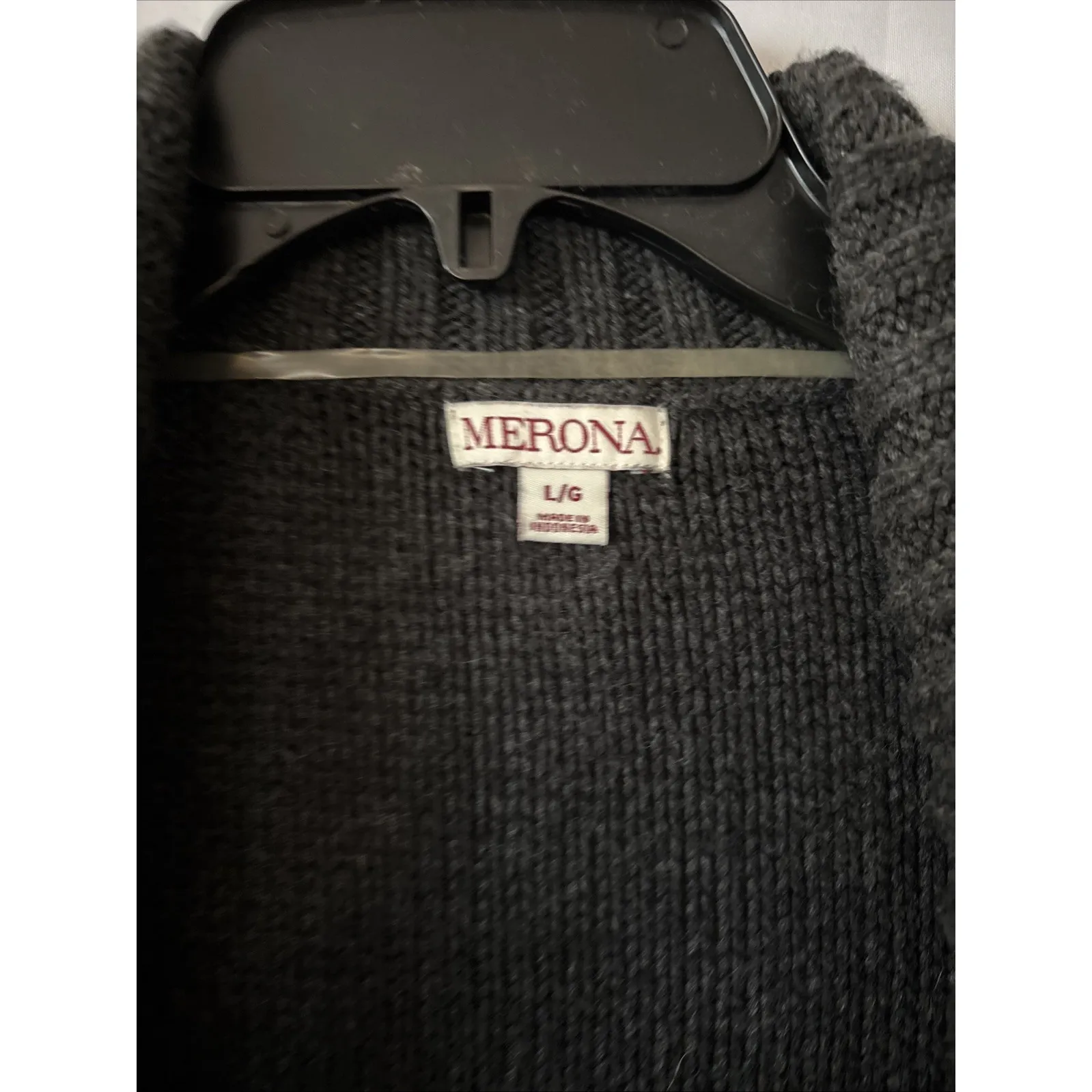 Merona  Open Front Dark Gray Cardigan Sweater Long Sleeve‎ Size Large - Image 2