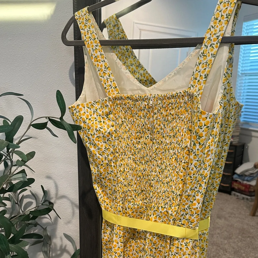 Madison Leigh Yellow Floral Midi Dress - Image 3