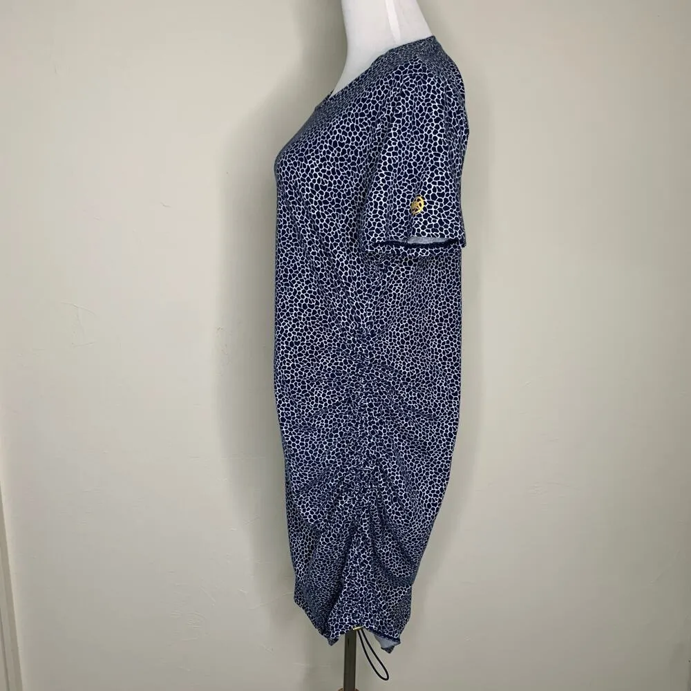 Michael Michael Kors Blue Giraffe Print T Shirt Dress Ruched Side Sz XL - Image 3
