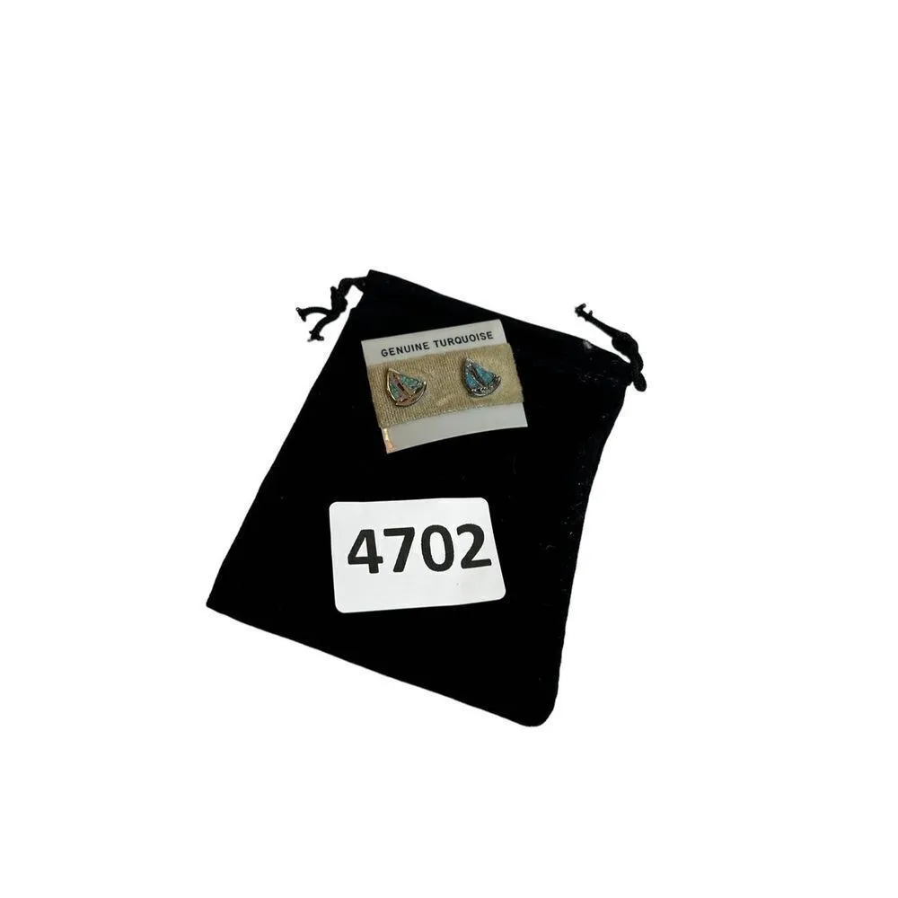 Genuine turquoise and silver sailboat earrings - Image 5