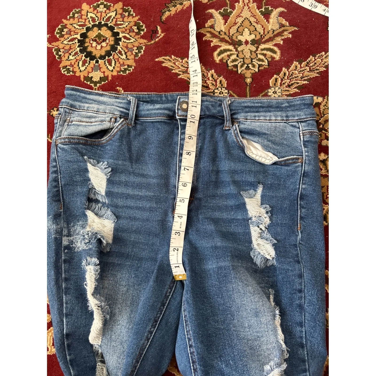 WAX+jean Women's Size 16 Blue Denim Distressed Ripped Skinny‎ Jeans stretch - Image 5