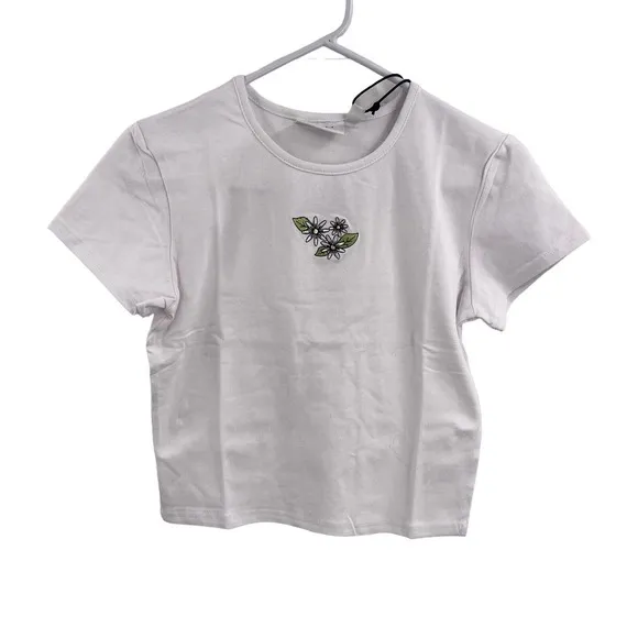 Daisy Street White Tee Floral Patch Size Small New - Image 16