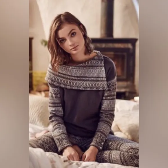 Anthropologie Saturday Sunday Fairisle Studio Sweater Set Gray Size XS - Image 3