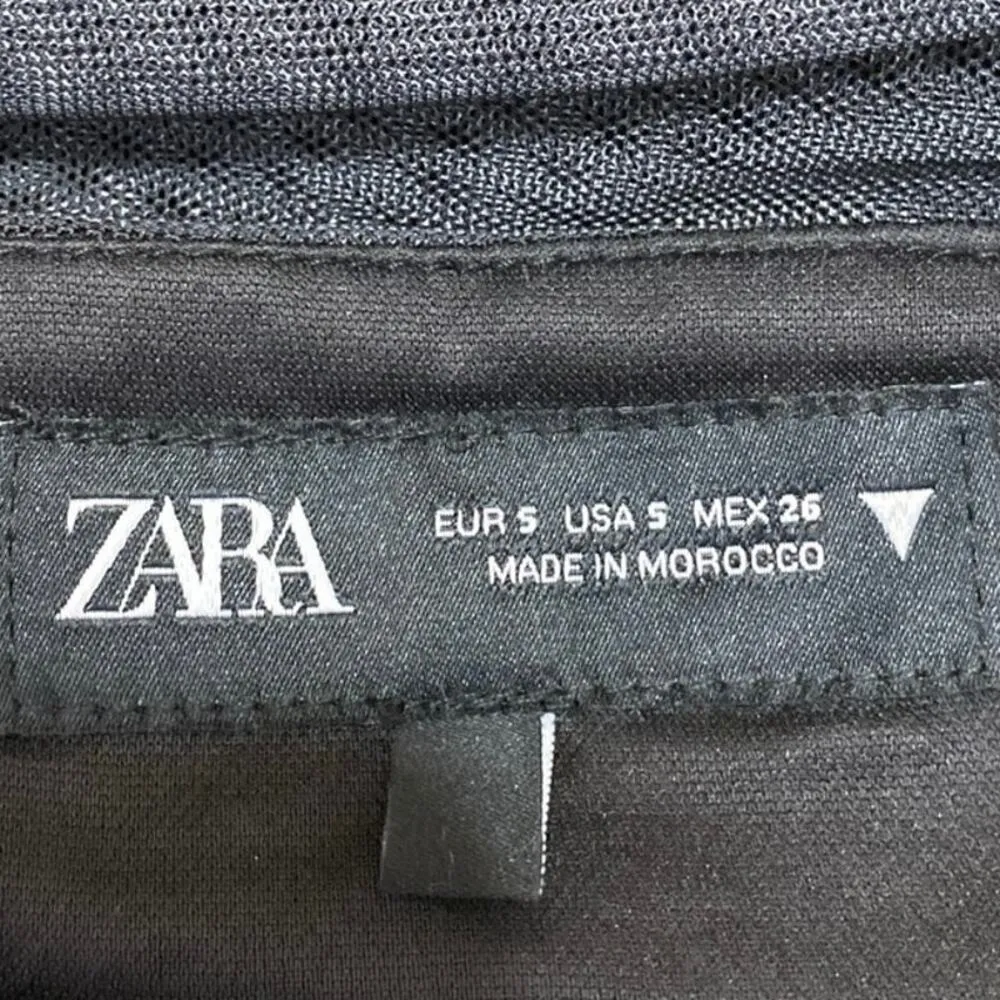 Zara Blue Black Colorblock Strapless Tube Bandeau Mini Bodycon Dress Size S - Image 4