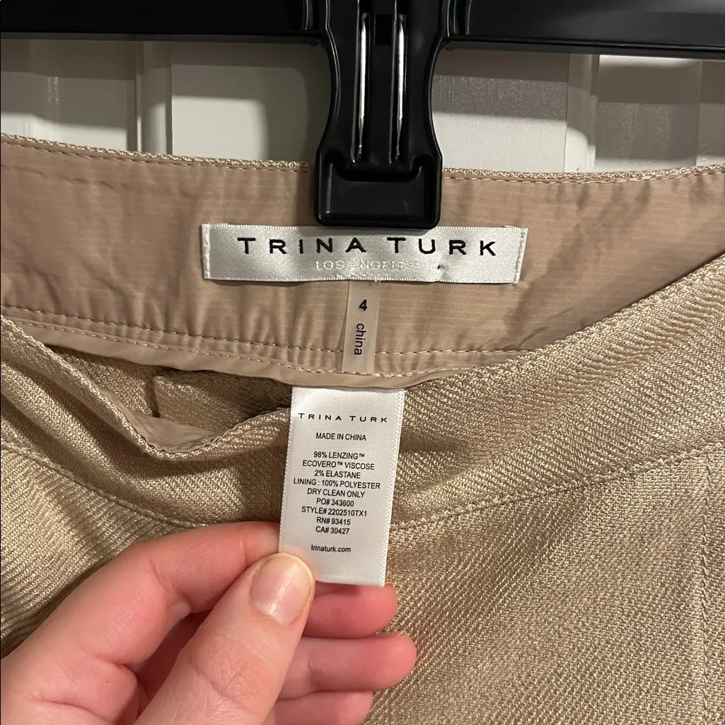 Trina Turk Split Front Hem Pants in Tan Color Size 4 - Image 6
