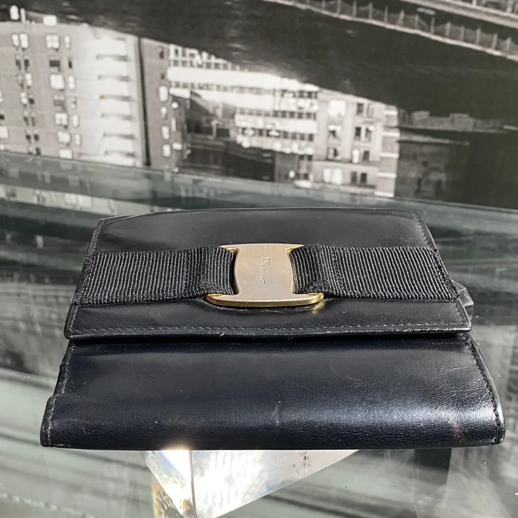 Authentic Salvatore Ferragamo Black Leather Wallet - Image 13