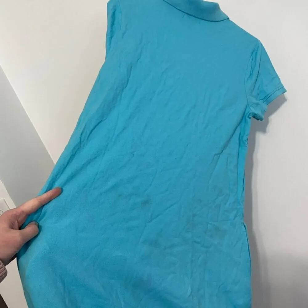 LILLY PULITZER Turquoise Blue Collared Short Sleeve Cotton Polo Shirt Dress M - Image 13