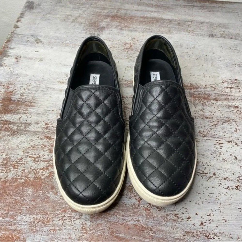 Steve Madden black faux leather slip on shoes 8 ecentriq - Image 2