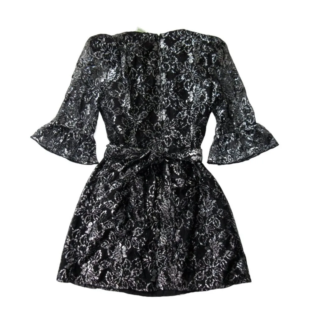 NWoT The Vampire's Wife x H&M Mystique Mini Silver Black Metallic Lace Dress S - Image 5