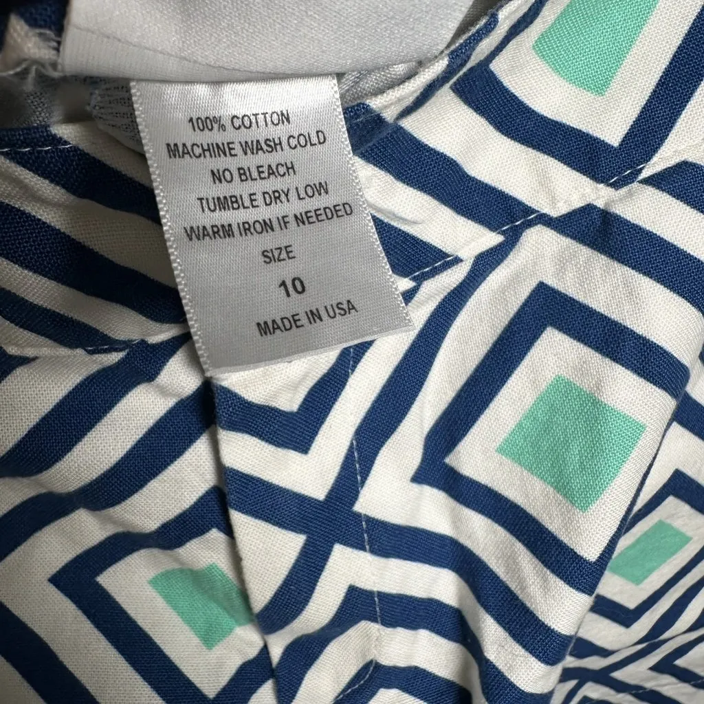 Lawrence & Lillion Shorts Womens Size 10 Colorful Button 100% Cotton Blue Green - Image 12