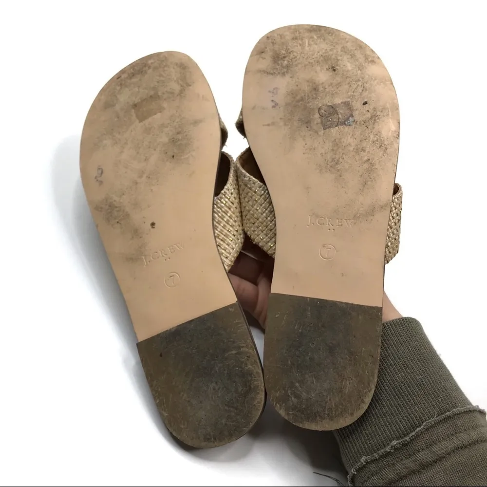 3/$30 J. Crew Factory | Rafia Shimmer Crisscross Sandals 7 Brown - Image 6