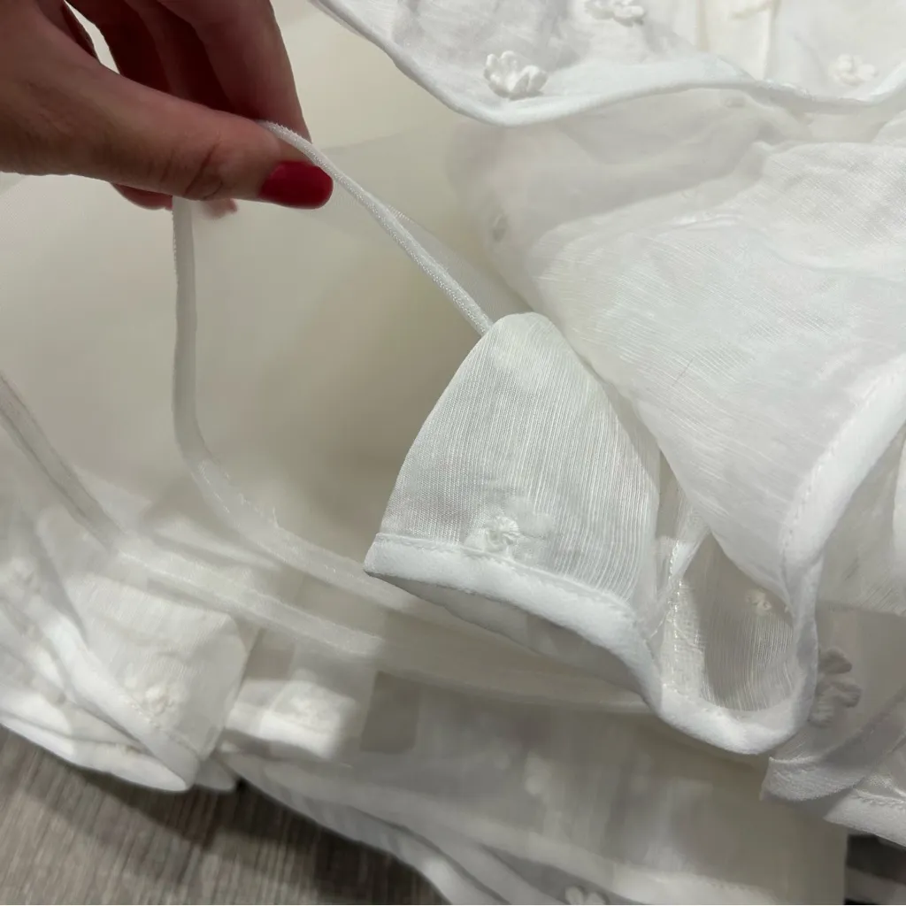 Helen O'Connor Paper Daisy 3D Flower Mini Ivory Dress BHLDN White Size 8 - Image 4