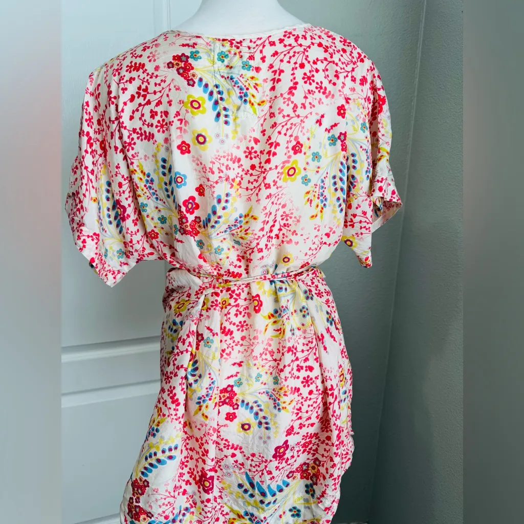 Floral‎ Print JOHNNY WAS Tunic Top with Belt - V-Neck, Short Sleeve, Lightweight - Image 6