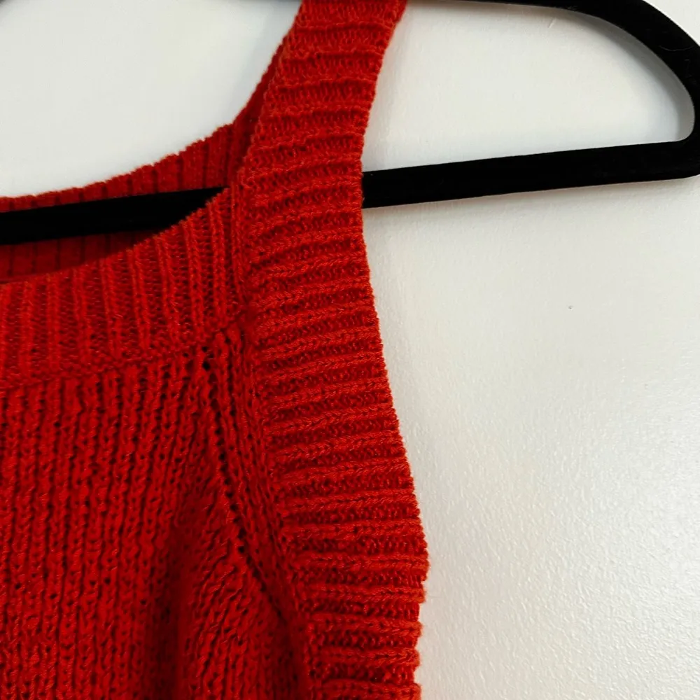 J Crew Womens Sleeveless Ribbed Sweater XXS Tangier Orange Square Neck. - Image 10