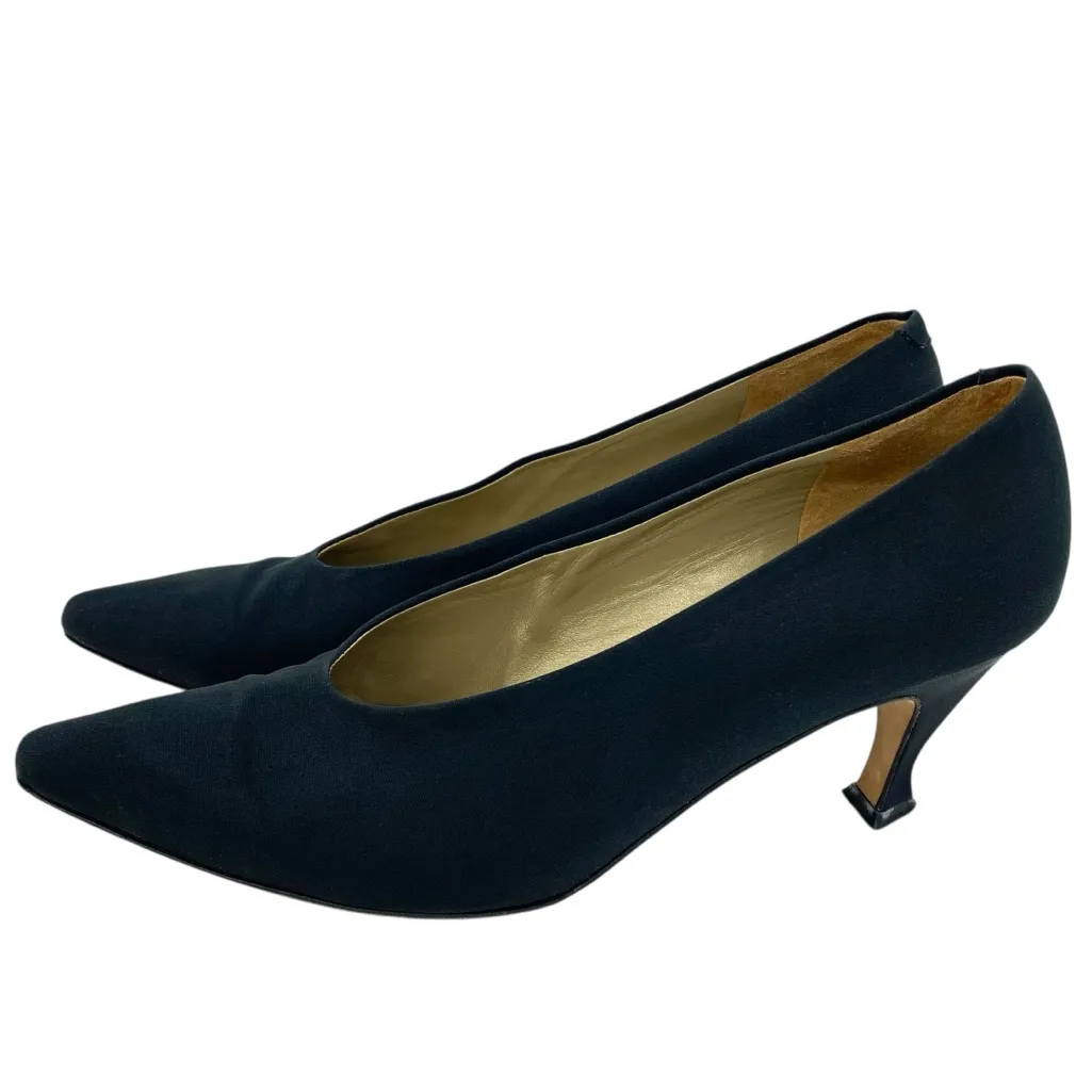 Vintage Via Spiga Fabric Upper Classic Block Heel Pointy Toe Heels Black Size 8.5 - Image 8