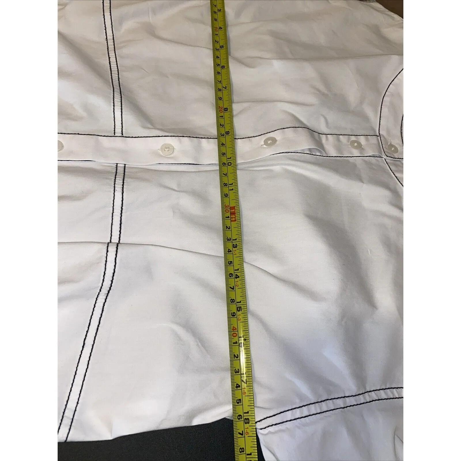 Donna Karan New York White Black Stitched Morning Dew Shirt  Button Front XS - Image 11