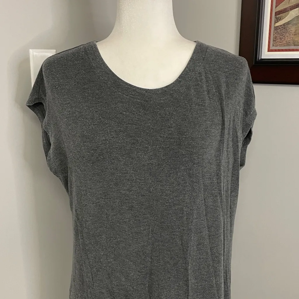 Eileen Fisher gray T-shirt dress size small cap sleeves - Image 2