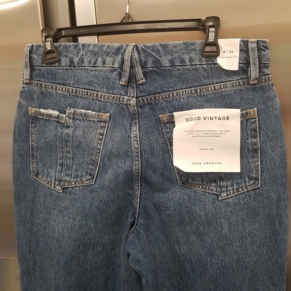 💕GOOD AMERICAN💕 Good Vintage Straight-Leg High-Rise Raw Hem Jeans 6/28 NWT - Image 13