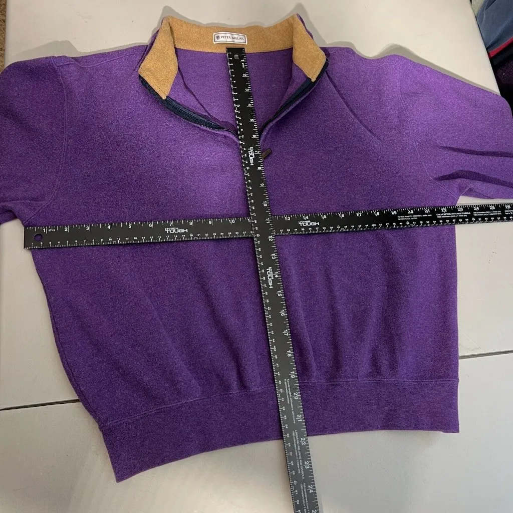 Peter Millar 1/4 Zip Sweatshirt Pullover Women Medium Mock Neck 100% Cotton Crop - Image 2