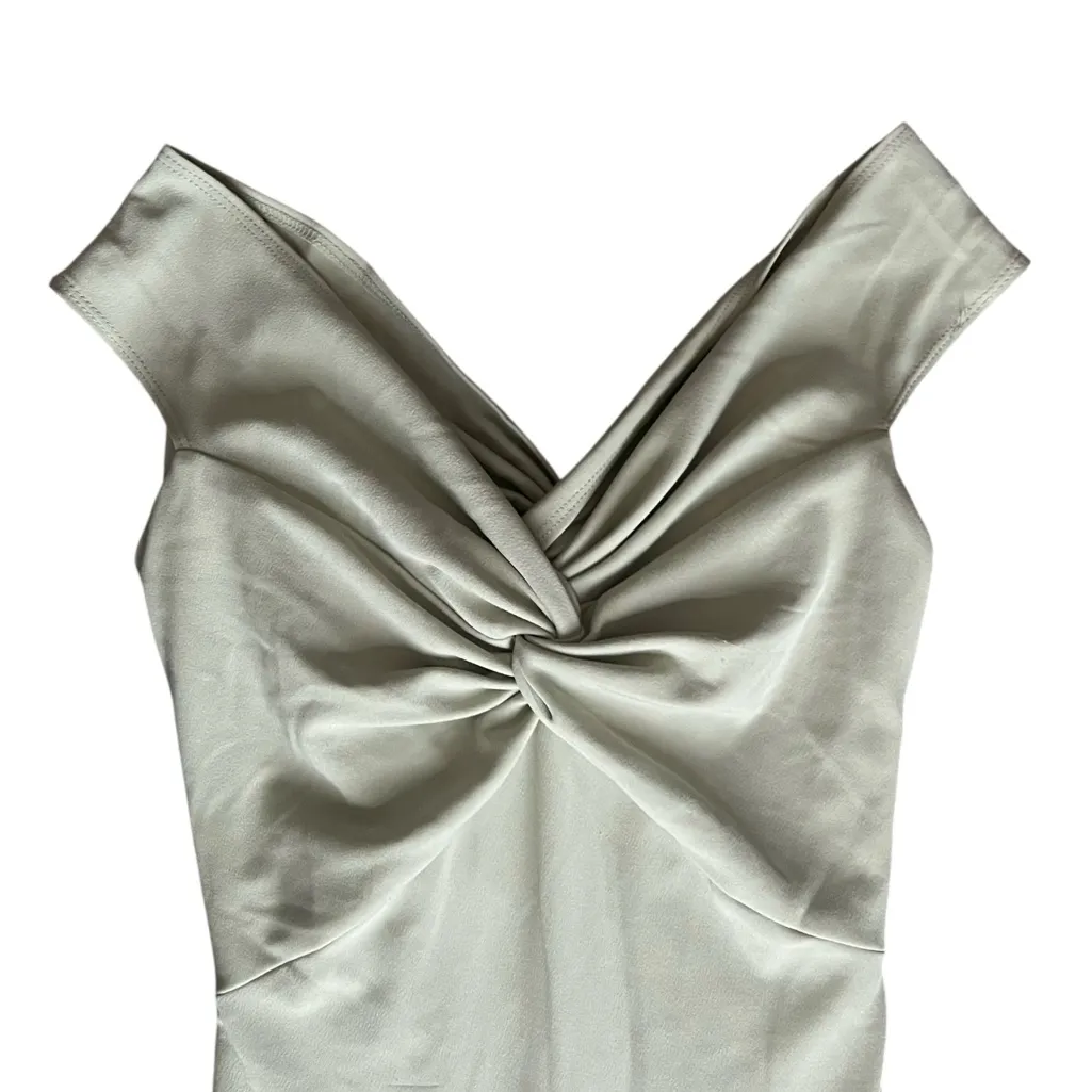 Katie May Women’s Liu Off Shoulder Light Green Twist Front Formal Maxi Dress S - Image 4